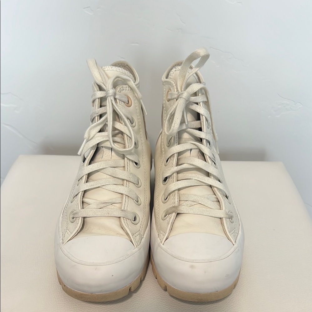 Converse Cream Faux Leather High-Tops